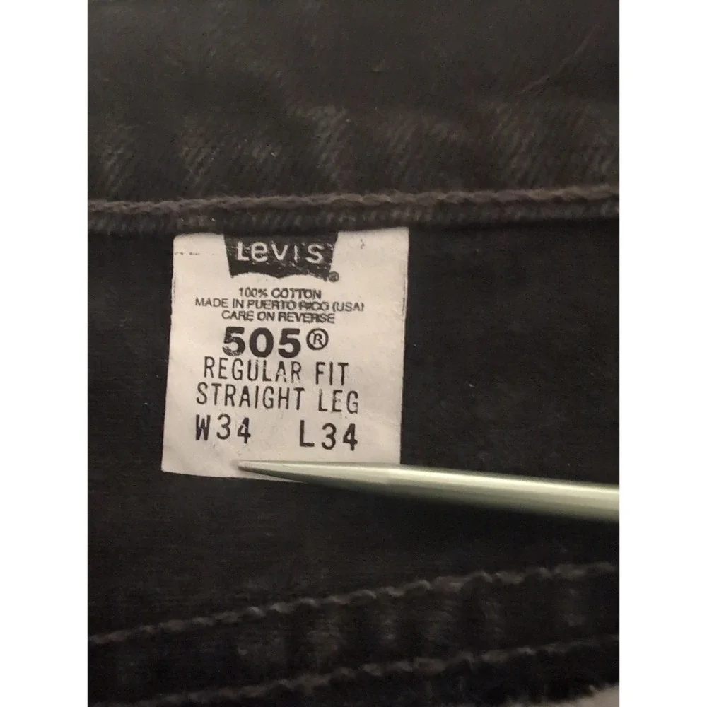 Vintage Batwing Levis 505 Black Jeans Mens 34x34 Regular Straight Leg 1998